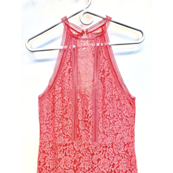 Express HIGH NECK LACE SHEATH DRESS CORAL sz 14 - Picture 10 of 13